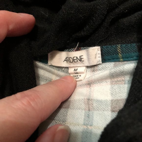 Size M plaid, button up, super soft hoodie by Ardene - Picture 6 of 7